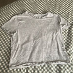 ABERCROMBIE Essential Heather Gray Crop Shirt (Size: Large)